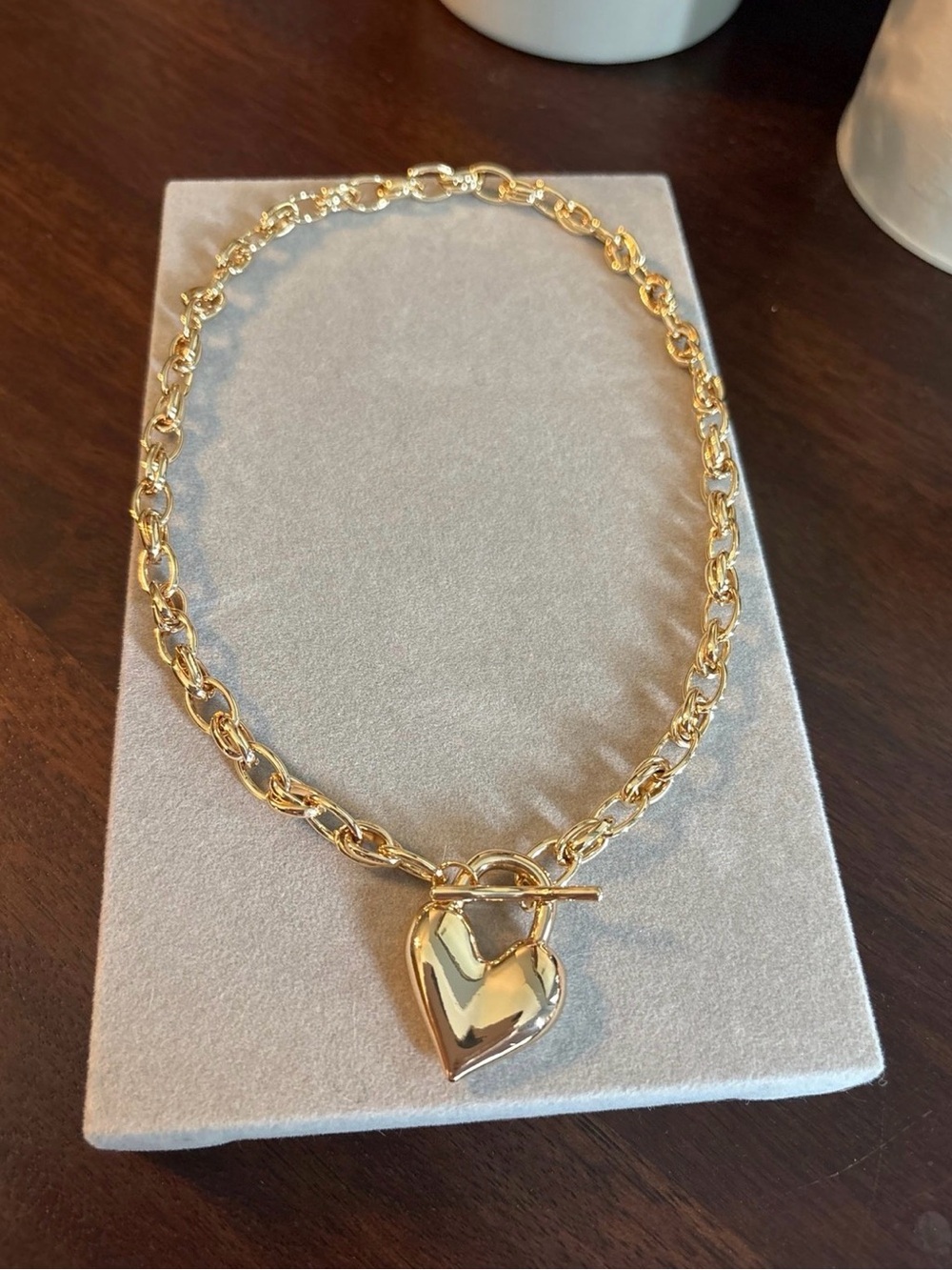 Gold Heart Toggle Chain Necklace - Picture 2 of 5